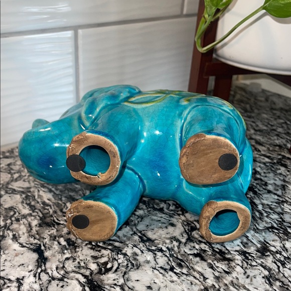 Blue Ceramic Elephant Figurine - Picture 5 of 7